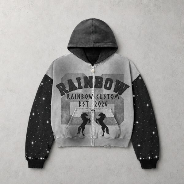 Custom Color-Block Boxy Graphic Hoodie - VW-EACE - Style EACE04