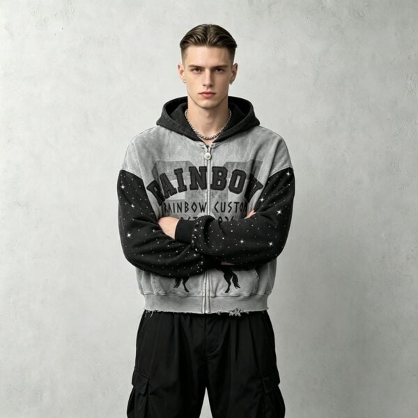 Custom Color-Block Boxy Graphic Hoodie - VW-EACE - Style EACE04 - product detail view 4