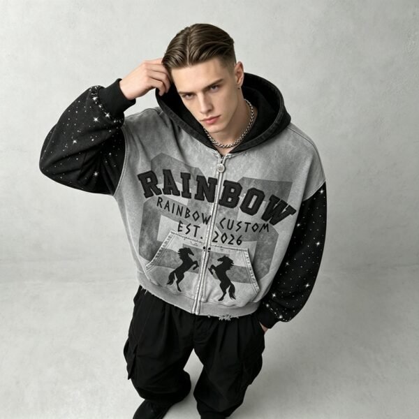 Custom Color-Block Boxy Graphic Hoodie - VW-EACE - Style EACE04 - product detail view 5