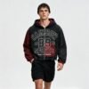 Custom Distressed Color-Block Cropped Zip Hoodie | - Style B010D8 - product detail view 3 Custom Distressed Color-Block Cropped Zip Hoodie | - Style B010D8 - product detail view 3