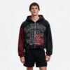 Custom Distressed Color-Block Cropped Zip Hoodie | - Style B010D8 - product detail view 4 Custom Distressed Color-Block Cropped Zip Hoodie | - Style B010D8 - product detail view 4