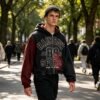 Custom Distressed Color-Block Cropped Zip Hoodie | - Style B010D8 - product detail view 5 Custom Distressed Color-Block Cropped Zip Hoodie | - Style B010D8 - product detail view 5