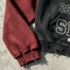 Custom Distressed Color-Block Cropped Zip Hoodie | - Style B010D8 - product detail view 9 Custom Distressed Color-Block Cropped Zip Hoodie | - Style B010D8 - product detail view 9
