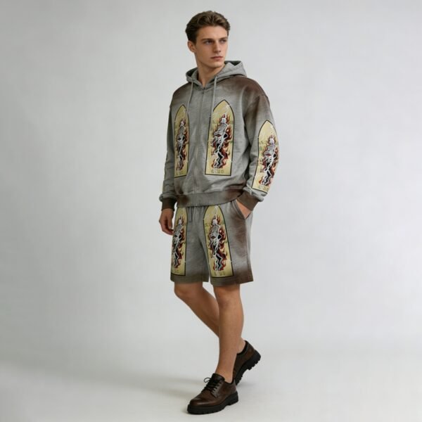 Custom Skeleton Panel Zip Hoodie with Embroidery - Style B718AF - product detail view 5