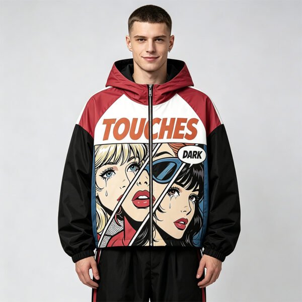 Custom Pop-Art Color-Block Hooded Jacket | - Style C44699 - product detail view 2