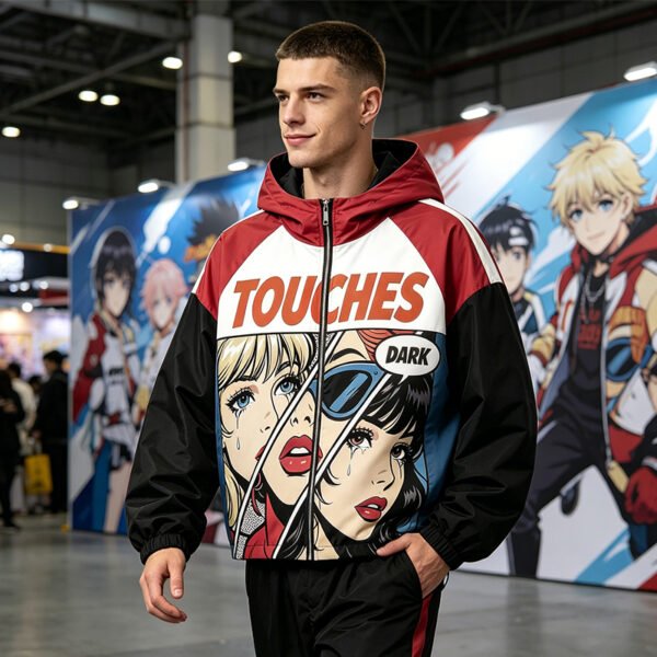 Custom Pop-Art Color-Block Hooded Jacket | - Style C44699 - product detail view 4