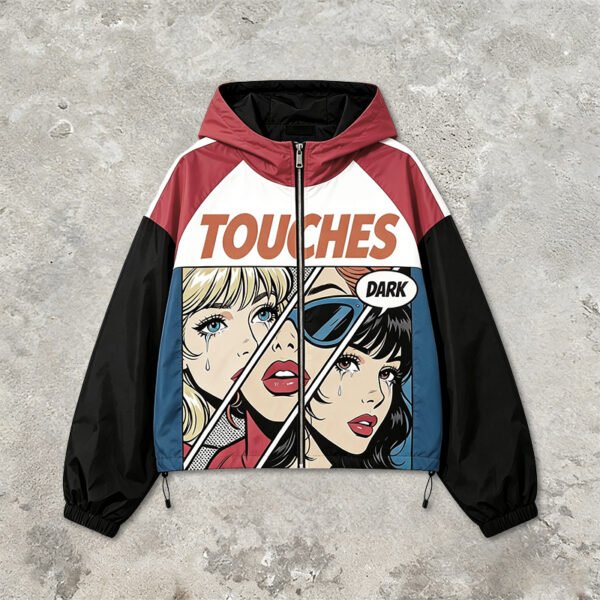 Custom Pop-Art Color-Block Hooded Jacket | - Style C44699 - product detail view 11