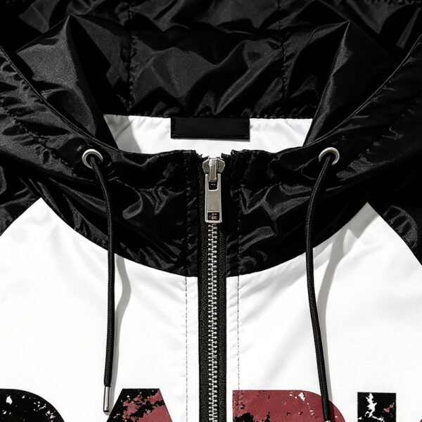 Custom Color-Block Record Graphic Hooded Jacket - Style AE00B8 - product detail view 9 Custom Color-Block Record Graphic Hooded Jacket - Style AE00B8 - product detail view 9
