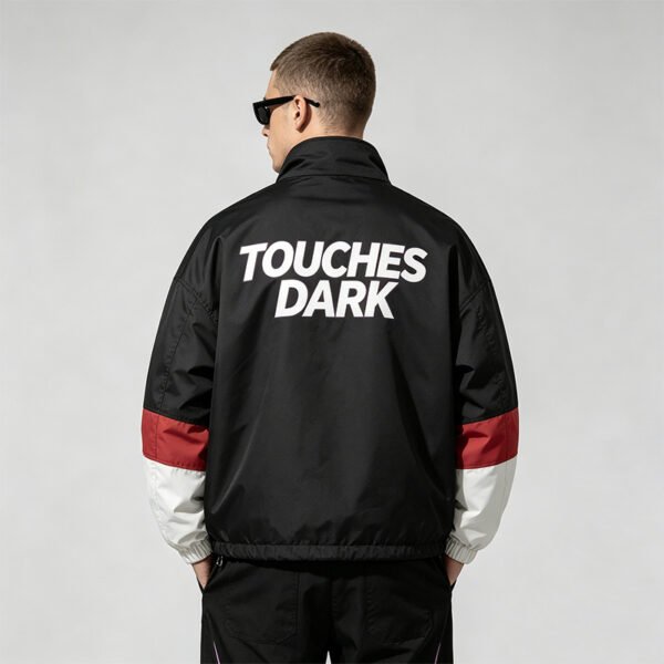 Custom Color-Block Graphic Stand-Collar Jacket - Style 1F4F11 - product detail view 2 Custom Color-Block Graphic Stand-Collar Jacket - Style 1F4F11 - product detail view 2