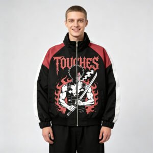 Custom Color-Block Graphic Zip Windbreaker - Style 802F85