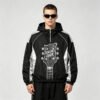 Custom Black Silver Color-Block Hooded Jacket - Style DB7479