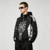 Custom Black Silver Color-Block Hooded Jacket - Style DB7479 - product detail view 2