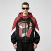 Custom Color-Block Hooded Graphic Jacket - Style 7C94DA Color-block hooded jacket with cigarette and lighter graphic