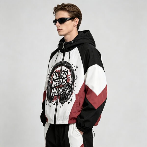 Custom Color-Block Hooded Street Jacket - Style 6AF8F3 - product detail view 7 Custom Color-Block Hooded Street Jacket - Style 6AF8F3 - product detail view 7