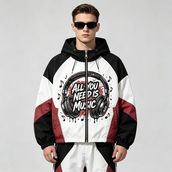 Custom Color-Block Hooded Street Jacket - Style 6AF8F3 - product detail view 8 Custom Color-Block Hooded Street Jacket - Style 6AF8F3 - product detail view 8