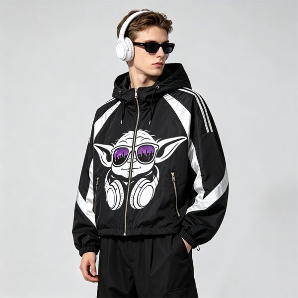 Custom Color-Block Hooded Track Jacket - Style C6FA70 - product detail view 2