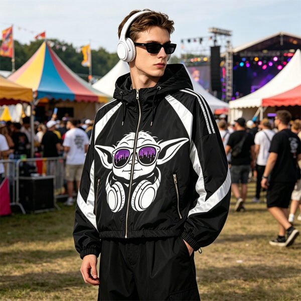 Custom Color-Block Hooded Track Jacket - Style C6FA70 - product detail view 3