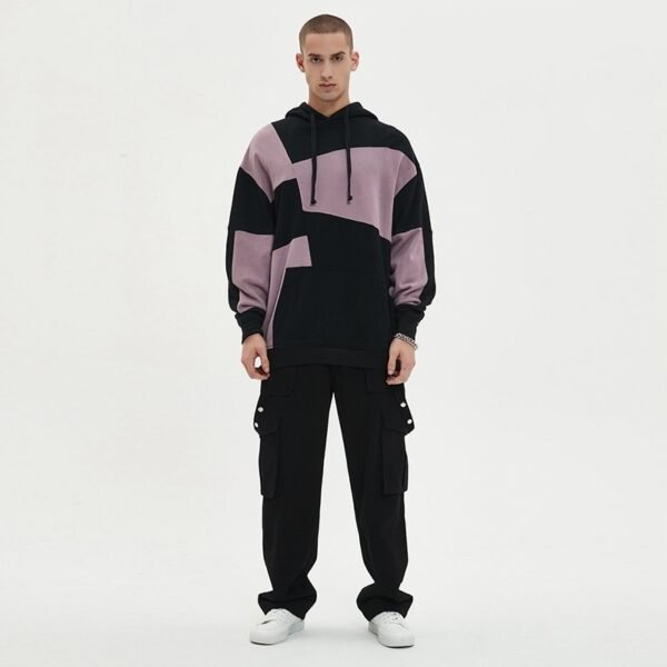Custom Irregular Color-Block Patchwork Pullover Hoodie - Style 6783C1 - product detail view 3 Custom Irregular Color-Block Patchwork Pullover Hoodie - Style 6783C1 - product detail view 3