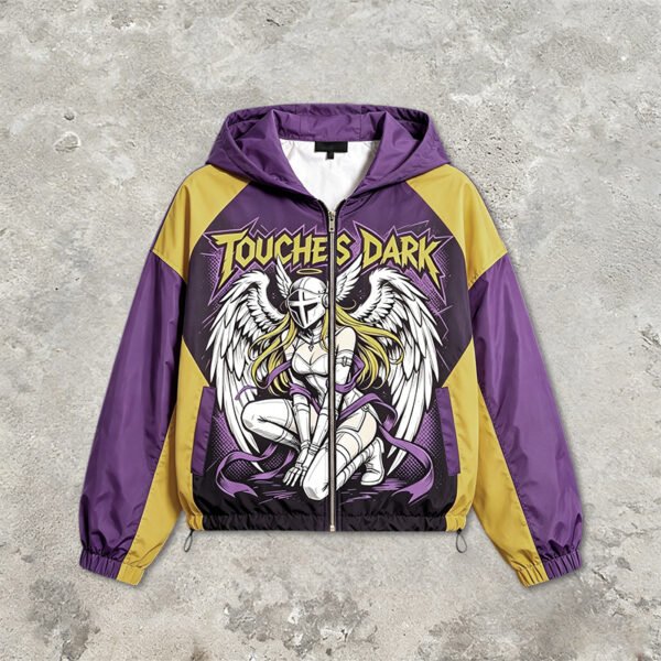 Custom Color-Block Printed Hooded Jacket - Style 54F40F Custom Color-Block Printed Hooded Jacket - Style 54F40F