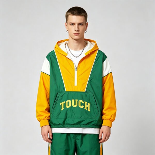 Custom Color-Block Quarter-Zip Hooded Windbreaker - Style 062555 - product detail view 7