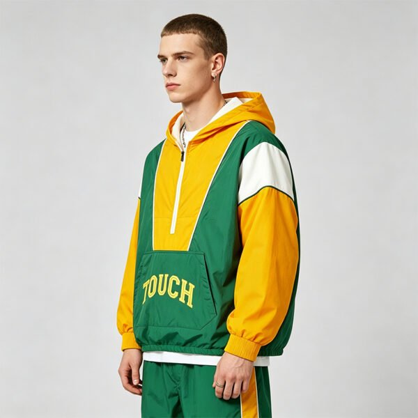 Custom Color-Block Quarter-Zip Hooded Windbreaker - Style 062555 - product detail view 9