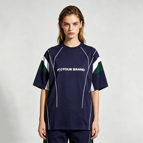 Custom Color-Block Soccer Jersey T-Shirt - VW-9CAE29 - Style 9CAE29 - product detail view 2