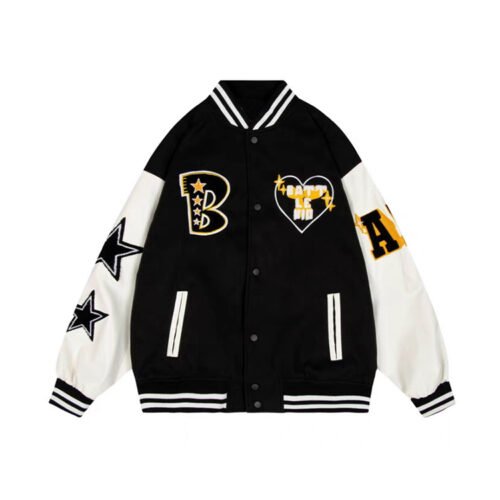 Custom Color Block Varsity Patch Jacket - Style 715A0B