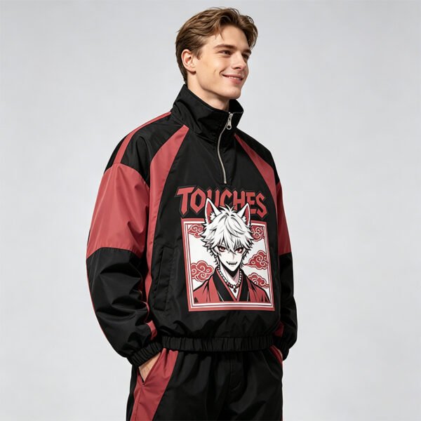 Custom Color Block Half-Zip Windbreaker Jacket - Style 793EA6 - product detail view 8 Custom Color Block Half-Zip Windbreaker Jacket - Style 793EA6 - product detail view 8