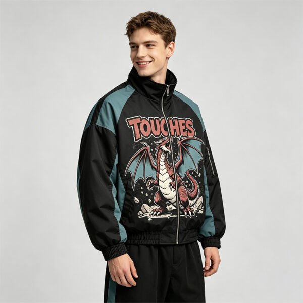 Custom Color Block Graphic Windbreaker Jacket - Style C4DC52 - product detail view 3 Custom Color Block Graphic Windbreaker Jacket - Style C4DC52 - product detail view 3