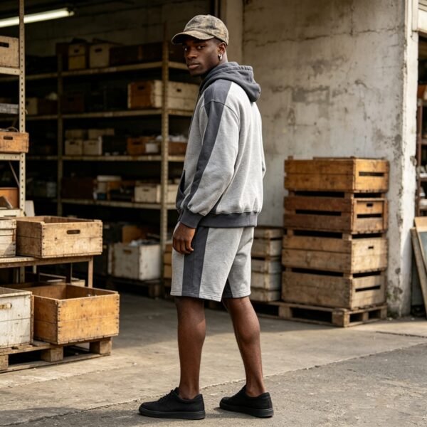 Custom Color-Blocked Zip Hoodie and Shorts Set - Style 73F4C9 - product detail view 6