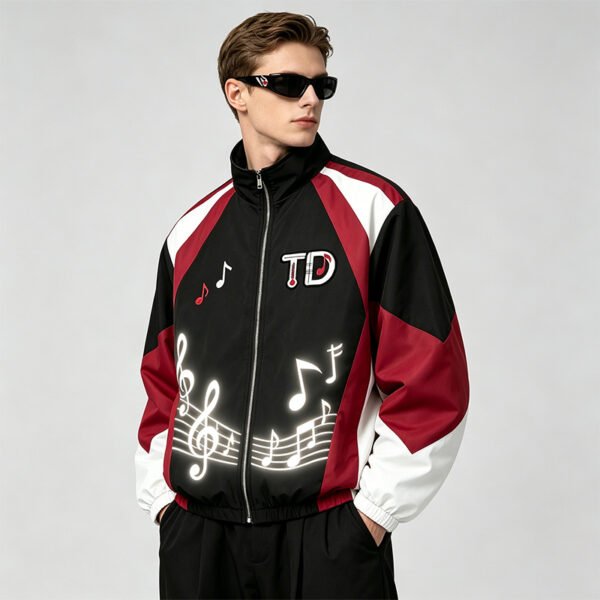 Custom Color-Blocked Applique Zip Jacket - Style 436771 - product detail view 2 Custom Color-Blocked Applique Zip Jacket - Style 436771 - product detail view 2