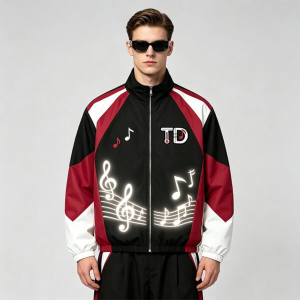 Custom Color-Blocked Applique Zip Jacket - Style 436771 - product detail view 3 Custom Color-Blocked Applique Zip Jacket - Style 436771 - product detail view 3