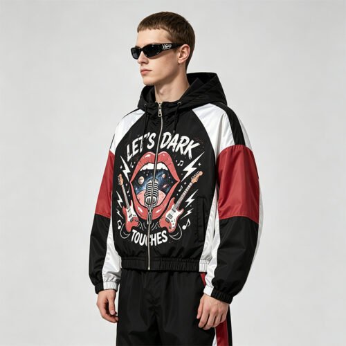 Custom Color-Blocked Graphic Hooded Jacket - Style CE6F8A