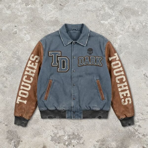 Custom Color-Blocked Varsity Jacket AA65EE - Style AA65EE - product detail view 4 Custom Color-Blocked Varsity Jacket AA65EE - Style AA65EE - product detail view 4