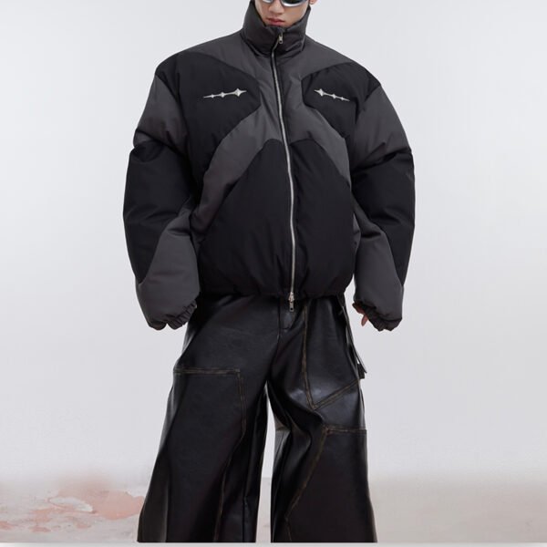 Custom Colorblock Short Puffer Jacket - Style 00D171 - product detail view 2 Custom Colorblock Short Puffer Jacket - Style 00D171 - product detail view 2