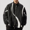 Custom Colorblocked Satin-Effect Moto Bomber Jacket - Style 19E6E6 - product detail view 5 Custom Colorblocked Satin-Effect Moto Bomber Jacket - Style 19E6E6 - product detail view 5