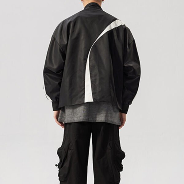 Custom Colorblocked Satin-Effect Moto Bomber Jacket - Style 19E6E6 - product detail view 10 Custom Colorblocked Satin-Effect Moto Bomber Jacket - Style 19E6E6 - product detail view 10