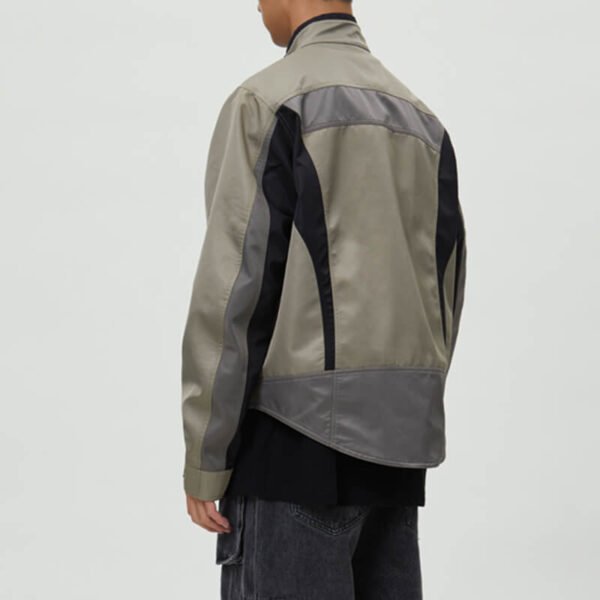 Custom Colorblocked Short Moto Jacket - Style E44B9A - product detail view 5