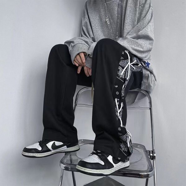 Custom Contrast Panel Drawstring Streetwear Pants - Style 6BC75A - product detail view 4 Custom Contrast Panel Drawstring Streetwear Pants - Style 6BC75A - product detail view 4