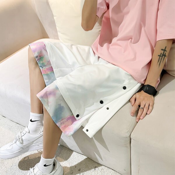 Custom Contrast Panel Snap-Side Skate Shorts - Style 93AB72 - product detail view 4 Custom Contrast Panel Snap-Side Skate Shorts - Style 93AB72 - product detail view 4