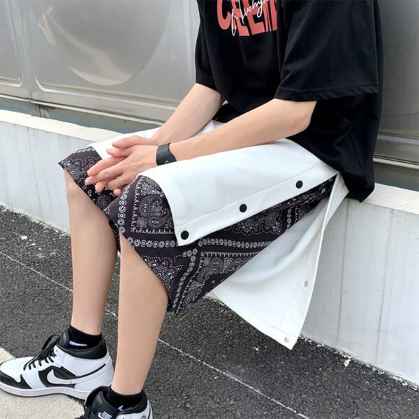 Custom Contrast Panel Snap-Side Skate Shorts - Style 93AB72 - product detail view 5 Custom Contrast Panel Snap-Side Skate Shorts - Style 93AB72 - product detail view 5