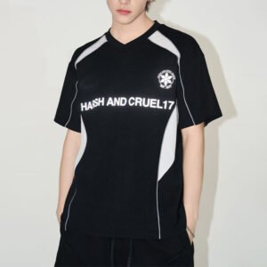 Custom Contrast-Panel V-Neck Sports Jersey - Style 4E5560