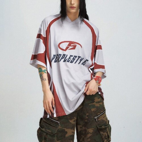 Custom Contrast Panel V-Neck Jersey | - Style 14E7DE