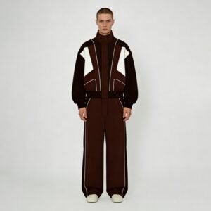 Mens color-block tracksuit with contrast piping