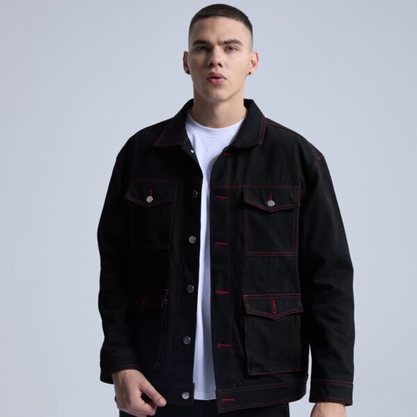 Custom Contrast-Seam Denim Jacket | VWC-DJ02 - Style BA1D6F - product detail view 3
