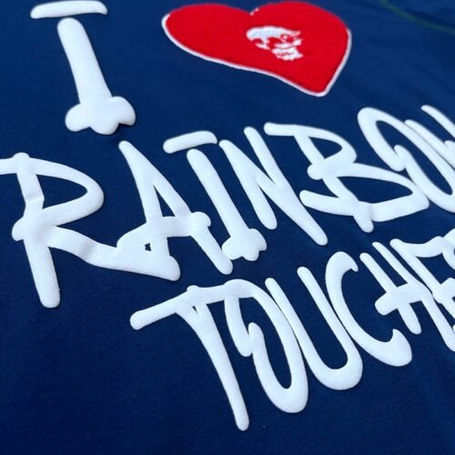 Custom Contrast Panel Embroidered Puff Print T-Shirt - Style FE5AF7