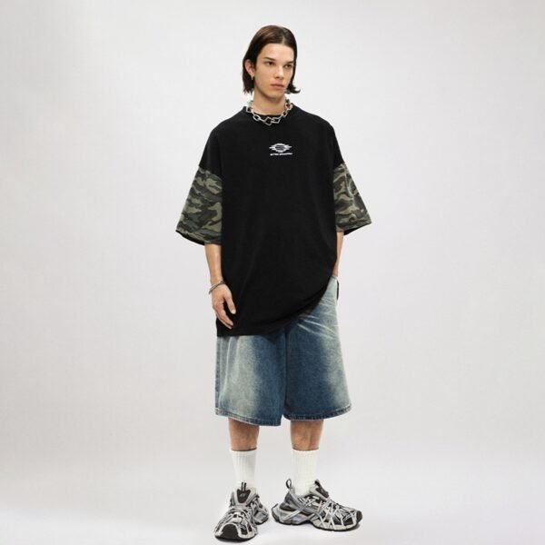 Custom Contrast-Sleeve Oversized Drop-Shoulder T-Shirt - Style 102C47 - product detail view 5 Custom Contrast-Sleeve Oversized Drop-Shoulder T-Shirt - Style 102C47 - product detail view 5
