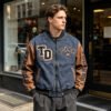 Custom Contrast Sleeve Varsity Bomber Jacket | VW-JK-C9F9 - Style C9F9E6 - product detail view 3 Custom Contrast Sleeve Varsity Bomber Jacket | VW-JK-C9F9 - Style C9F9E6 - product detail view 3