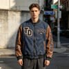 Custom Contrast Sleeve Varsity Bomber Jacket | VW-JK-C9F9 - Style C9F9E6 - product detail view 4 Custom Contrast Sleeve Varsity Bomber Jacket | VW-JK-C9F9 - Style C9F9E6 - product detail view 4
