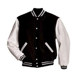 Black and white two-tone varsity jacket